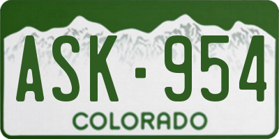 CO license plate ASK954