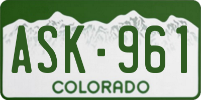 CO license plate ASK961