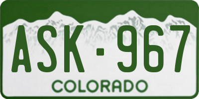CO license plate ASK967