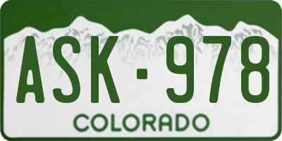 CO license plate ASK978