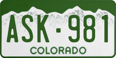 CO license plate ASK981