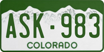 CO license plate ASK983