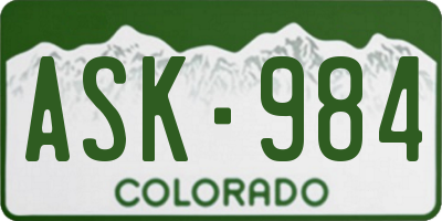 CO license plate ASK984