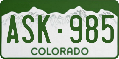 CO license plate ASK985