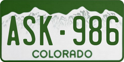 CO license plate ASK986
