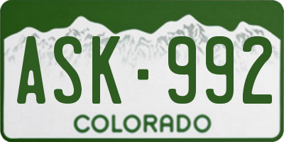 CO license plate ASK992