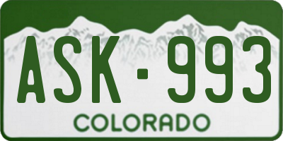 CO license plate ASK993