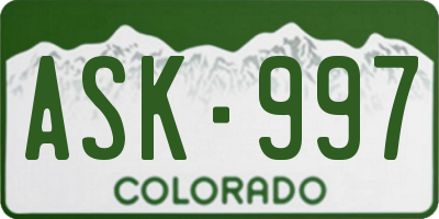 CO license plate ASK997