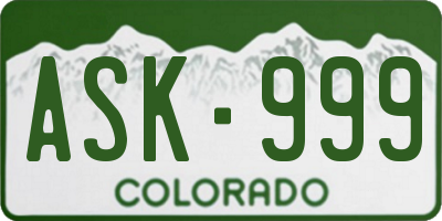 CO license plate ASK999