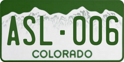 CO license plate ASL006