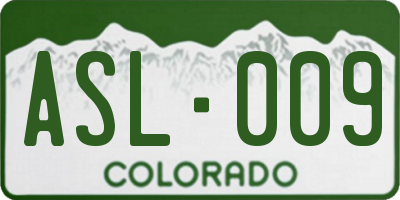 CO license plate ASL009