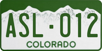 CO license plate ASL012