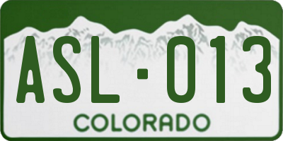 CO license plate ASL013