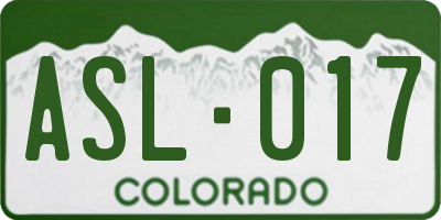 CO license plate ASL017