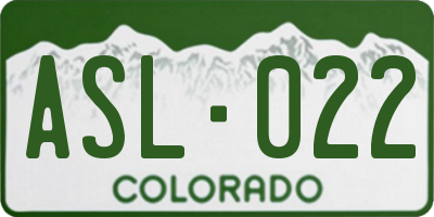 CO license plate ASL022