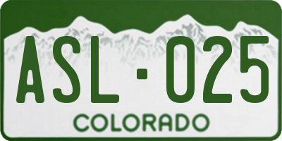CO license plate ASL025