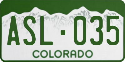 CO license plate ASL035