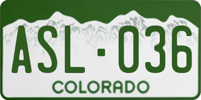 CO license plate ASL036