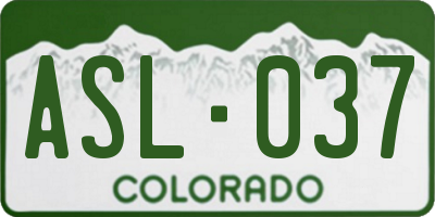 CO license plate ASL037