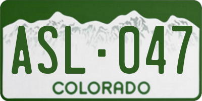 CO license plate ASL047