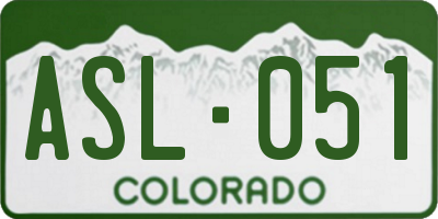 CO license plate ASL051