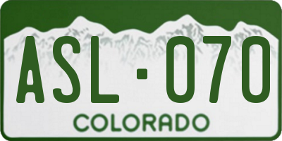 CO license plate ASL070