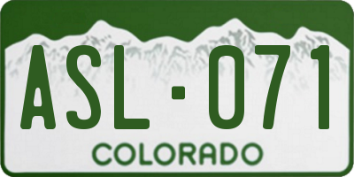 CO license plate ASL071