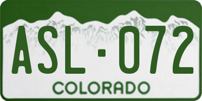 CO license plate ASL072