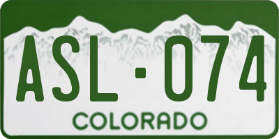 CO license plate ASL074