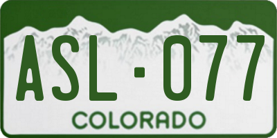 CO license plate ASL077