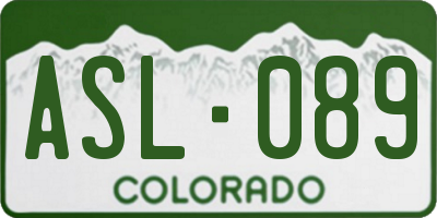 CO license plate ASL089