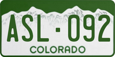 CO license plate ASL092