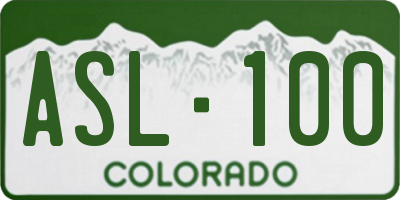 CO license plate ASL100