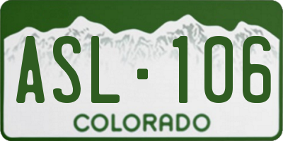 CO license plate ASL106