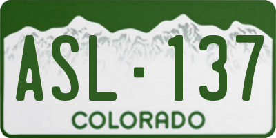 CO license plate ASL137