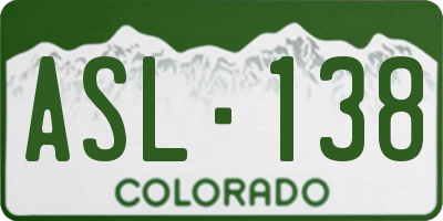 CO license plate ASL138