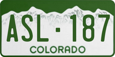 CO license plate ASL187