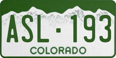 CO license plate ASL193