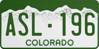 CO license plate ASL196