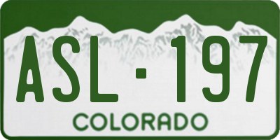 CO license plate ASL197