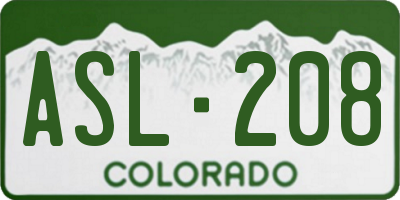 CO license plate ASL208