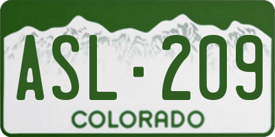 CO license plate ASL209