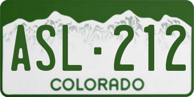 CO license plate ASL212