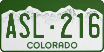 CO license plate ASL216