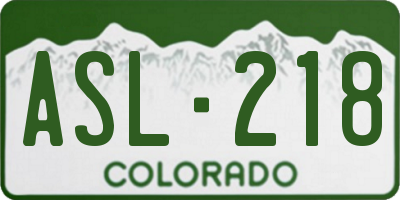 CO license plate ASL218