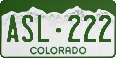CO license plate ASL222