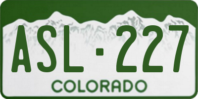 CO license plate ASL227