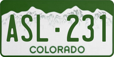CO license plate ASL231