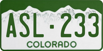 CO license plate ASL233