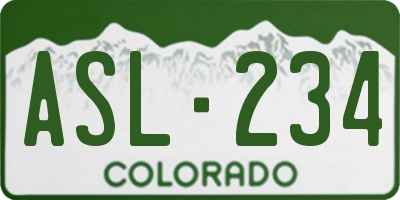 CO license plate ASL234